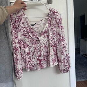 Express Burgundy Floral Women's Blouse
